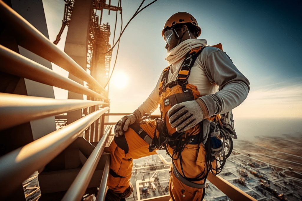 Work at height using a fall-arrest harness
